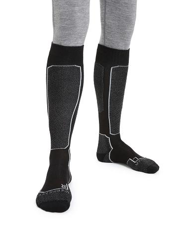 Black Icebreaker Merino Ski+ Light Over the Calf Men's Socks | AU 1014HAPK